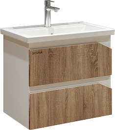 Grossman Тумба с раковиной Инлайн 60 подвесная белая/дуб сонома – фотография-1